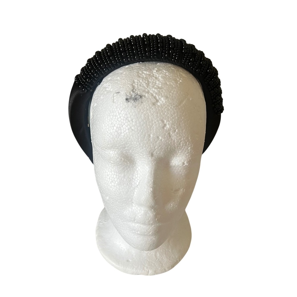 Sugarfix by BaubleBar Black Beaded Padded‎ Headband Satin Wide Hair Accessory